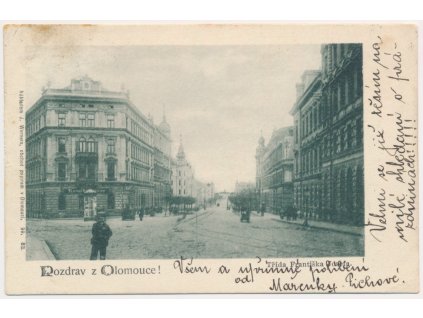 41 - Olomouc, oživená Třída Františka Josefa, nákl. J. Werner, ca 1899