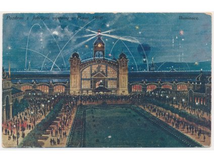 49 - Praha, Pozdrav z Jubilejní výstavy, "Illuminace", 1908