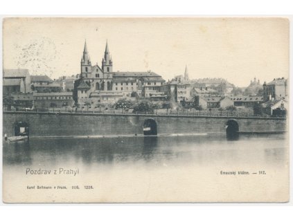 49 - Praha, pohled na Emauzský klášter, Nakl. K. Bellmann, cca 1905