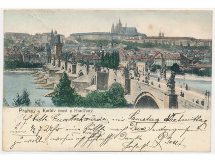 49 - Praha, Karlův most a Hradčany, cca 1904