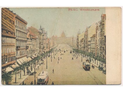 49 - Praha, Wenzelsplatz, oživené Václavské náměstí, cca 1909