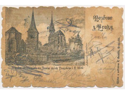 49 - Praha, Chrám sv. Štěpána v roce 1836, prošlá poštou 1900