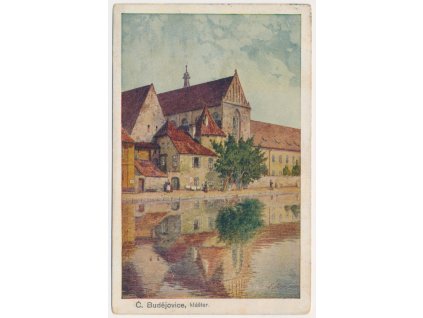 12 - České Budějovice, Klášter, partie u řeky, cca 1925