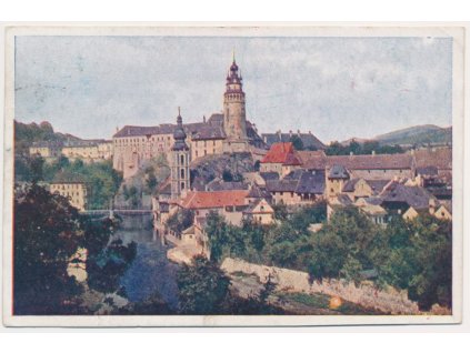 13 - Český Krumlov, pohled na zámek a okolí, cca 1924