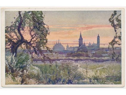 31 - Kutná Hora, pohled na město, "Na procházce za nádraží", cca 1917