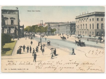 Německo, Berlín, Unter den Linden, oživená ulice, cca 1904