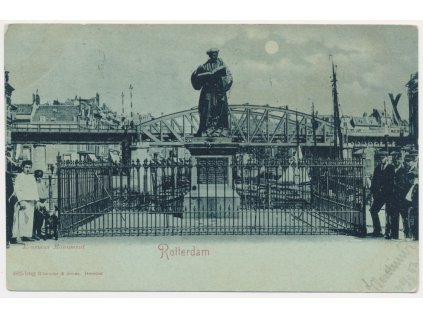 Nizozemsko, Rotterdam, Erasmus Monument, cca 1899