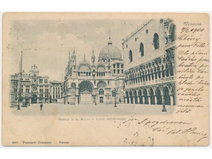 Itálie, Venezia, Basilica di S.Marco e Torre dell' Orologio, cca 1903