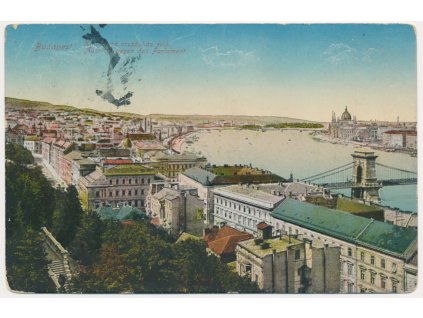 Maďarsko, Budapešť (Budapest), Kilátás az országház felé, cca 1916