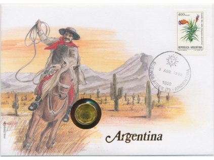 Argentina, mincovní dopis,rozměr 12,7 x 17,7 cm,1998, sběratelský stav