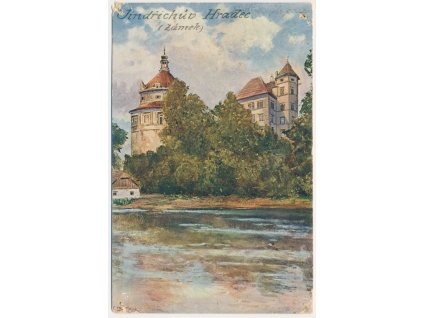 24 - Jindřichův Hradec, Zámek, pohled od řeky, cca 1910