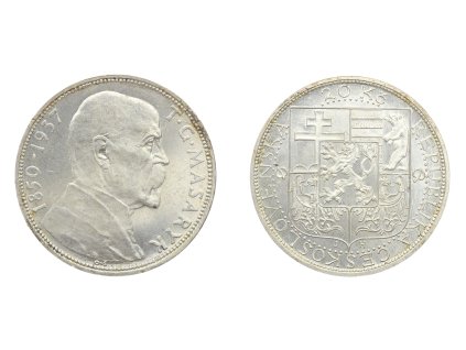 ČSR, 20 Kč, 1937, Ag (stříbrná) mince, T. G. Masaryk, stav 1/1