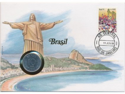 Brazílie, mincovní dopis, rozměr 12,7 x 17,7 cm, 1991, sběratelský stav