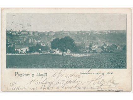 49 - Praha, Nusle, Sokolovna a celkový pohled, cca 1900