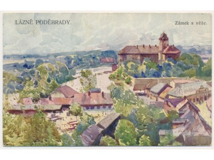 40 - Nymbursko, Poděbrady, pohled na zámek z věže, cca 1916