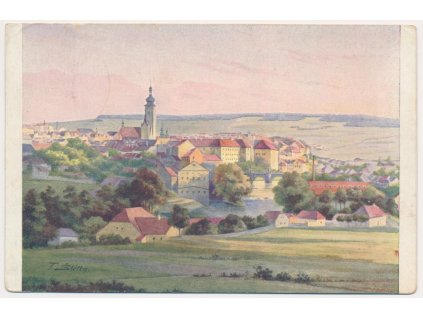 46 - Písek, pohled na severní stranu města, cca 1935