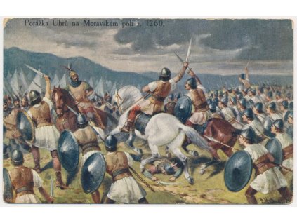 Porážka Uhrů na Moravském poli r. 1260, cca 1930