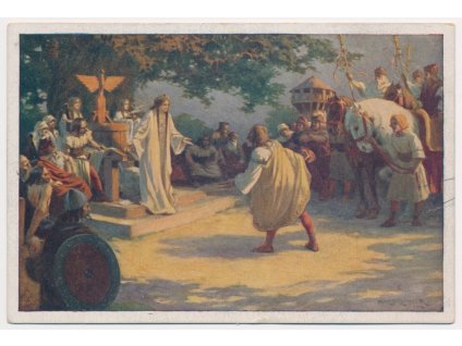 Libuše vítá Přemysla na trůn knížecí, cca 1925