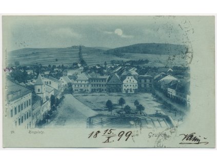 70 - Orlickoústecko, Grulich, Králíky, pohled na náměstí a okolí, cca 1899