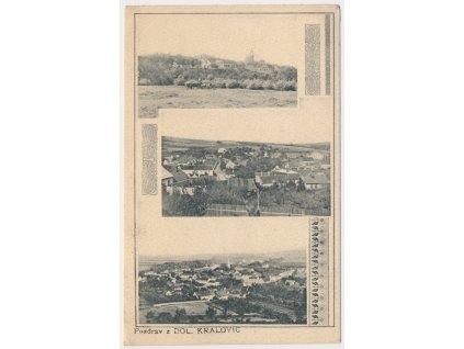 01 - Benešovsko, Dolní Kralovice, 3 záběrová koláž, pohledy na obec, cca 1919