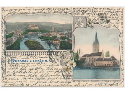 17 - Havlíčkobrodsko, Ledeč nad Sázavou, 2 záběrová koláž, cca 1902