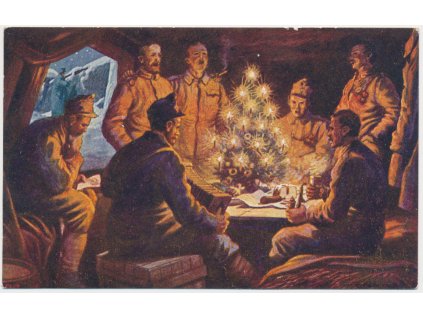 Vojenská, "Setkání vojáků u vánočního stromečku", cca 1916