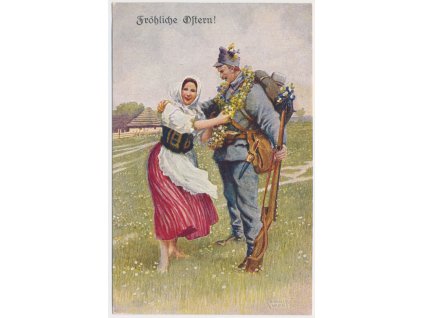 Vojenská, Fröliche Ostern, "Voják se svou milou", cca 1916