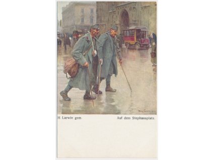 Vojenská, oficiální pohlednice červeného kříže, "Auf dem Stephansplatz", cca 1915