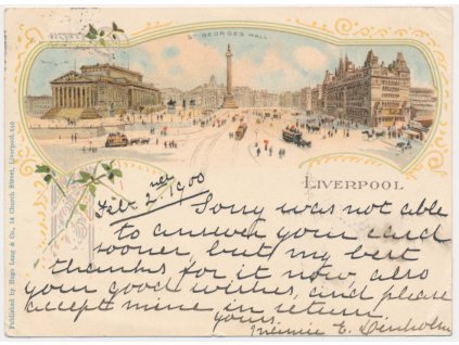 Anglie, Liverpool, koláž, St. Georges Hall, cca 1900