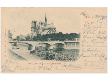 Francie, Paříž (Paris), Notre Dame et Pont de l'Archereché, cca 1900