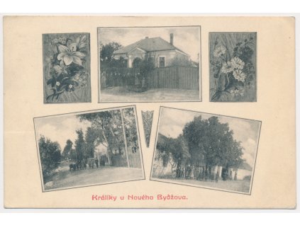 19 - Královéhradecko, Králíky, 5-ti záběrová koláž oživených partií obce, cca 1918