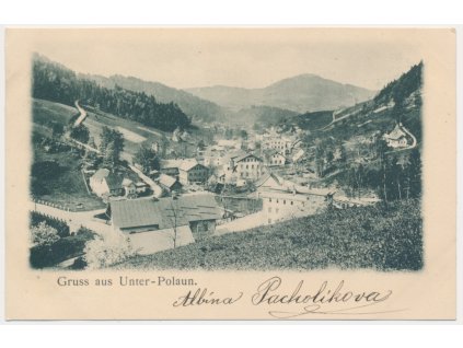 20 - Jablonecko, Dolní Polubný (Unter-Polaun), celkový pohled, cca 1900