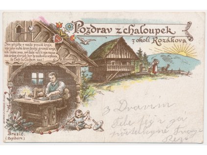 20 - Jablonecko, Lučany nad Nisou, celkový pohled, cca 1912, vada - lom