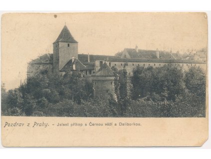 49 - Praha, Jelení příkop s Černou věží a Daliborkou, cca 1903