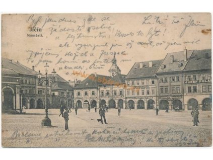 22 - Jičín, oživené náměstí, hostinec U Anděla...., cca 1909