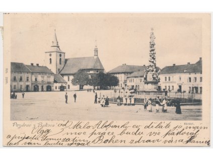 36 - Mladoboleslavsko, Bakov nad Jizerou, oživené náměstí, cca 1902