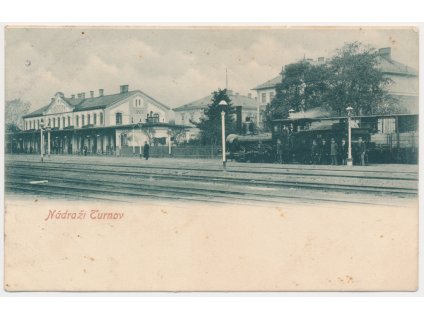58 - Semilsko, Turnov, oživené vlakové nádraží, cca 1900