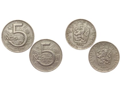 ČSSR, 2 ks 5 Kčs, 1966, obě varianty letopočtu 1966 (slabá i silná), R - méně se vyskytuje, stavy 1/1