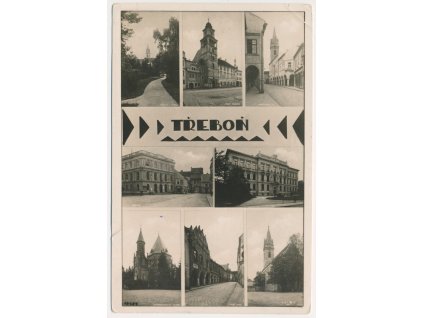 24 - Jindřichohradecko, Třeboň, 8-mi okénková koláž dominant města, 1930