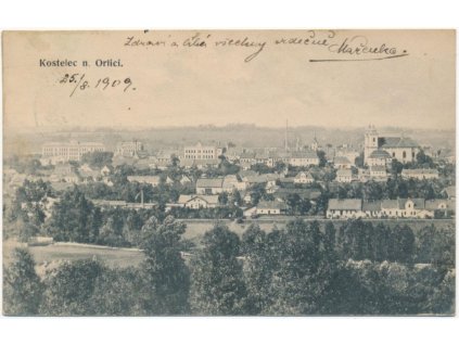 57 - Rychnovsko, Kostelec nad Orlicí, celkový pohled, cca 1909