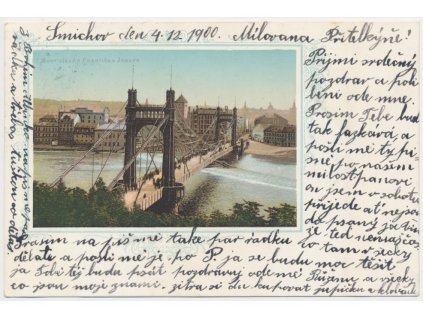49 - Praha, okénková koláž, most císaře Františka Josefa, cca 1900