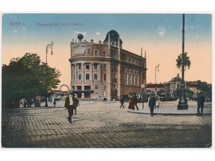 Rakousko, Wien, Asperrnplatz mit Urania, cca 1920