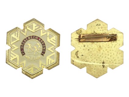 ČSSR, lyžování, AE odznak Po hřebenech Krkonoš, zavírací jehla, stav 1/1