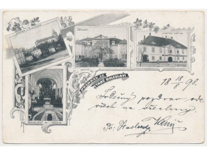 50 - Praha-východ, Stará Boleslav, 4 záběrová koláž, mj. Císařský hostinec..., 1898