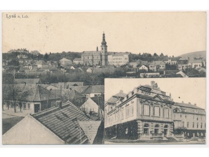 40 - Nymbursko, Lysá nad Labem, 2 záběr, celk. pohled, zámek, cca 1929