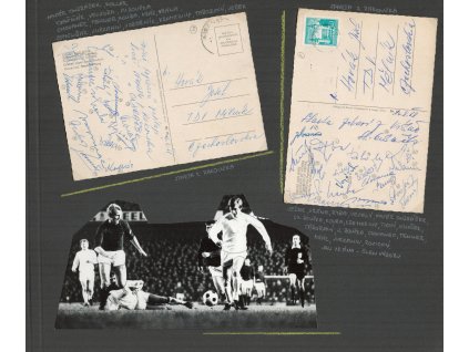 AC Sparta Praha, fotografie a 2 pohlednice z Rakouska z roku 1968 s podpisy fotbalistů
