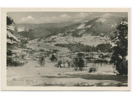 16 - Frýdeckomístecko, Ostravice, pohled na obec, cca 1951