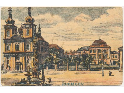65 - Teplicko, Duchcov, partie z náměstí, cca 1913