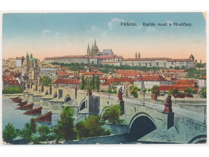 49 - Praha, Karlův most a Hradčany, cca 1918
