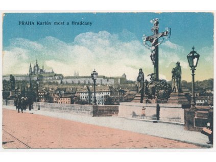 49 - Praha, Karlův most a Hradčany, cca 1917